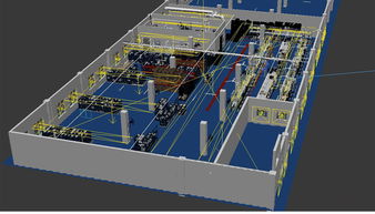 大型机电公司工厂车间生产线完整渲染场景